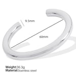 Silver color / 1 Piece Simple Series Classic Solid Color Stainless Steel  Gold Color Women's Bangles Picture4